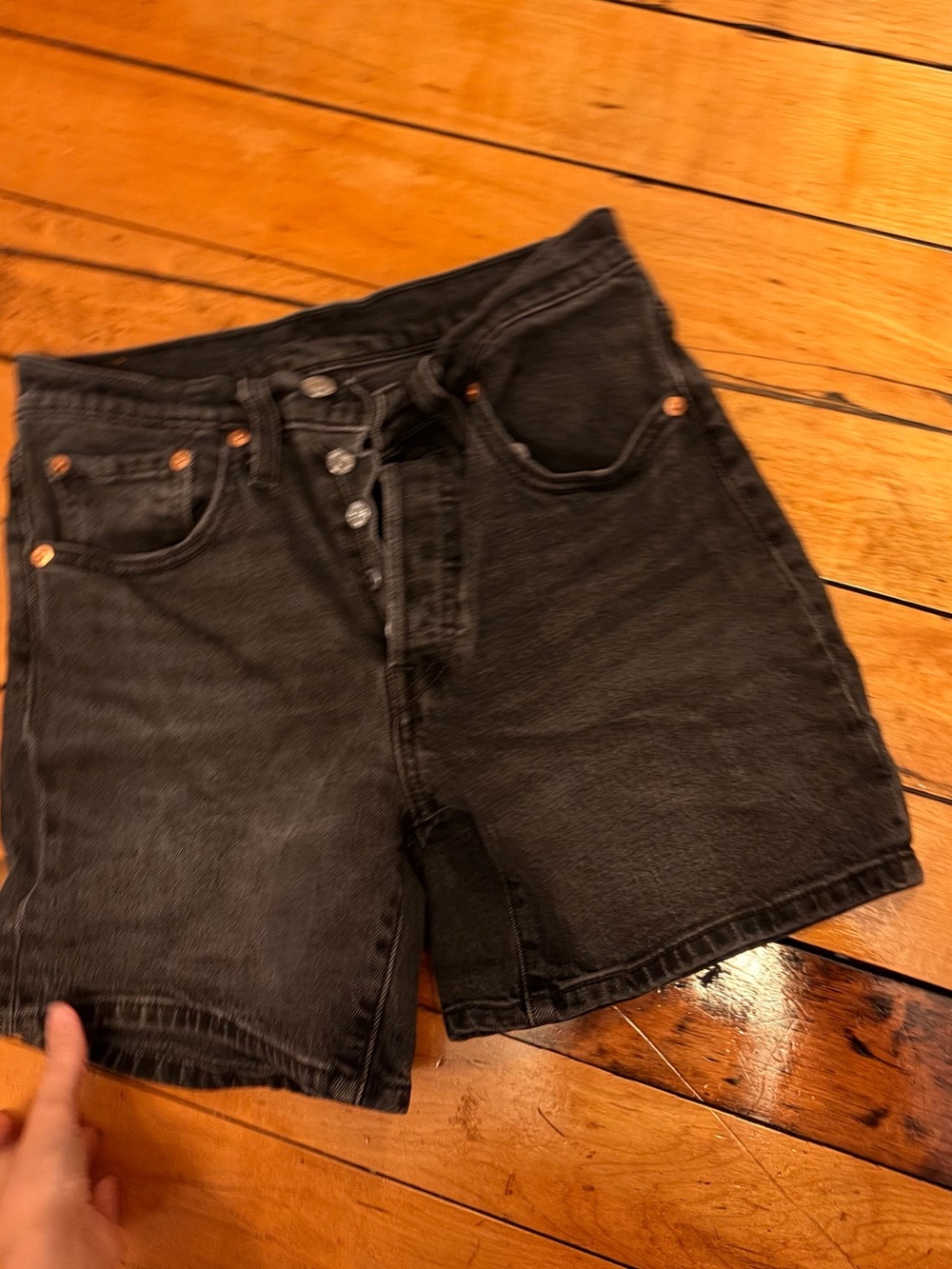 Levi's Black Washed Denim Jean Shorts
